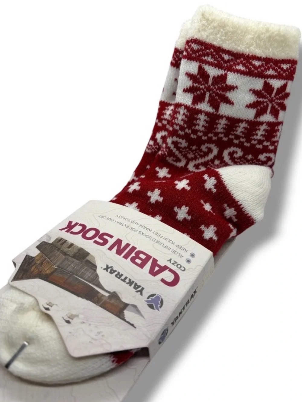 NWT Yaktrax Cabin Aloe Infused Socks Women's Christmas Holiday Gifts Snowflakes
